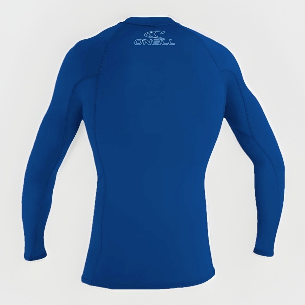 O'Neill LG Slim Basic Skins Blue Logo UVP 50+ Rash Guard Stretch LS Sun Shirt - Picture 2 of 10